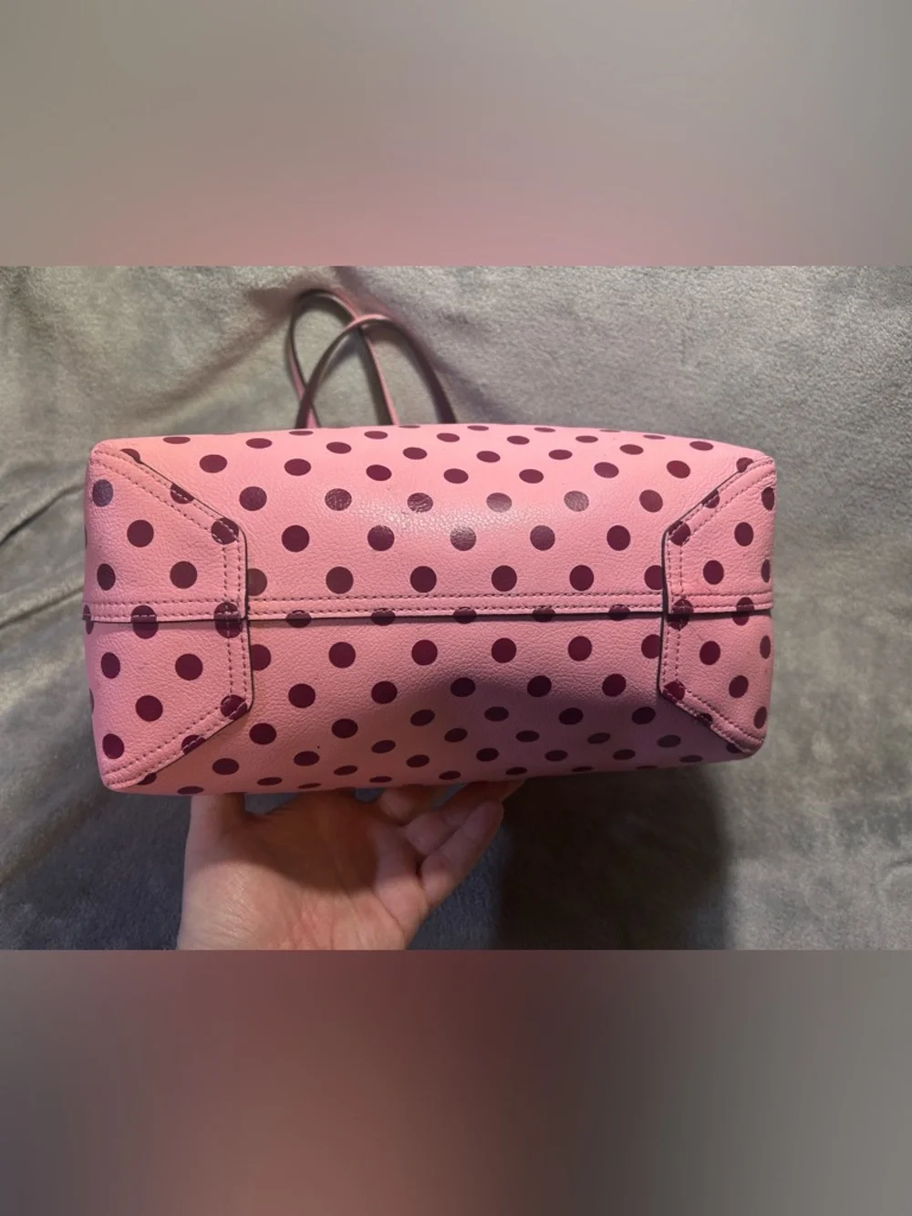 Kate Spade Arch Lovebirds Reversible Polkadot Tote w/ Bag Charm - Picture 9 of 12